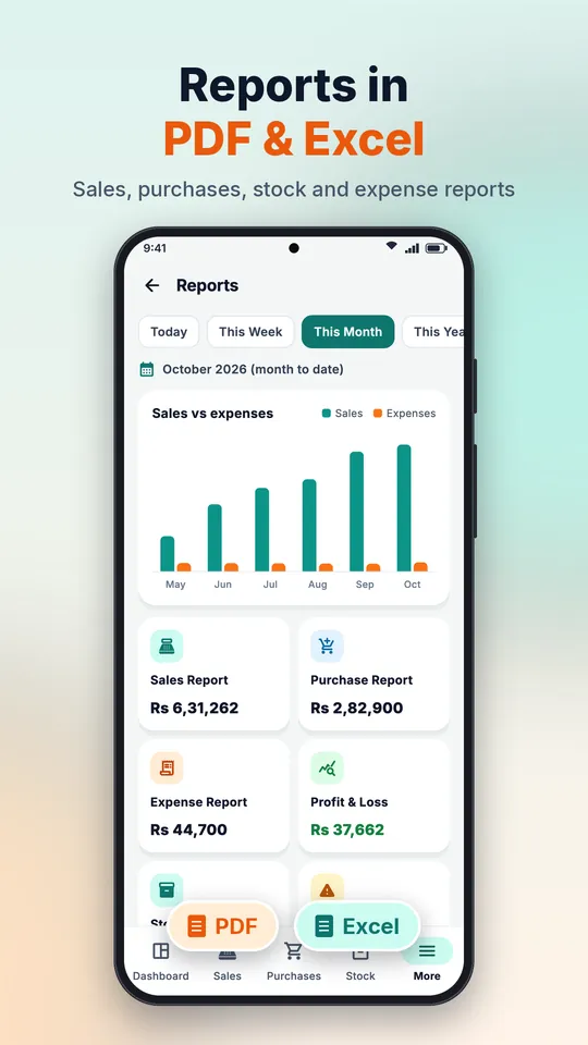 Reports with PDF and Excel export